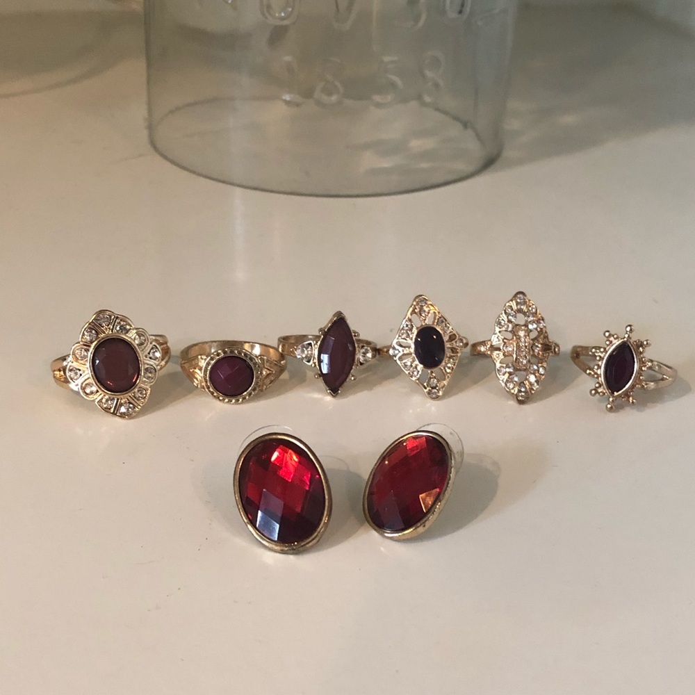 Red and gold jewelry set